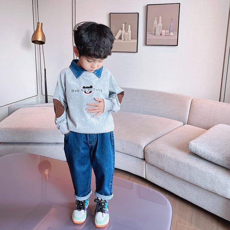 Áo nỉ cho bé trai thu đông 1 tuổi 10 tuổi combo 2 áo nỉ lông bomber phối cổ bò dày dặn siêu ấm JIMADO TC656666
