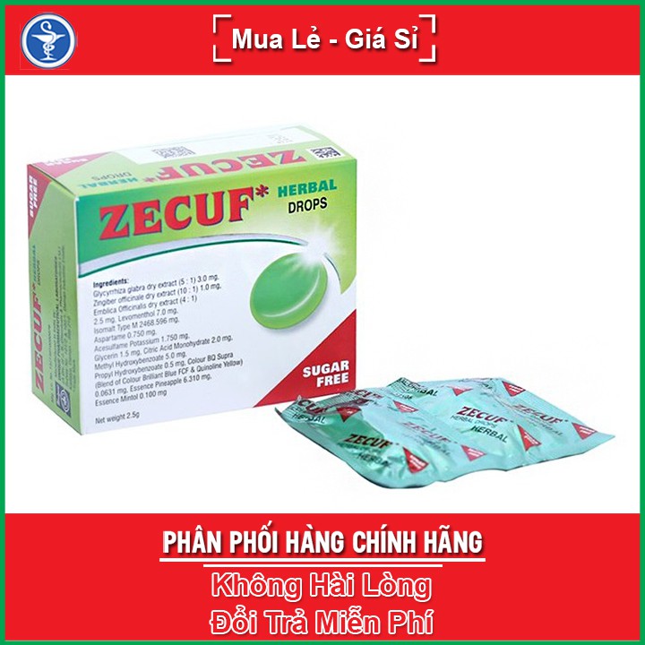 Viên ngậm thảo dược giảm đau họng, ho Zecuf Herbal - Không đường hộp 20 viên