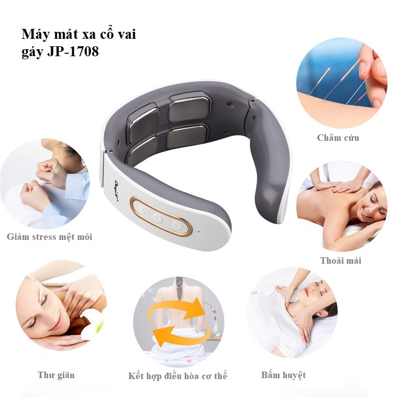 Máy Mát Xa Cổ Vai Gáy JP-1708 Cap Cấp 4 Điện Cực Giúp Thư Giãn Loại Bỏ Các Tình Trạng Đau Đầu, Hoa Mắt, Chóng Mặt.