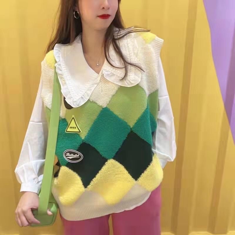 Áo Gile , Áo Len Gile Phối Màu Trẻ Trung