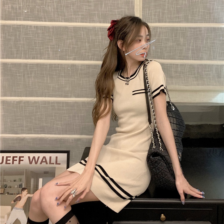 Đầm SUXI ngắn tay cổ tròn dáng chữ A thiết kế đơn giản thời trang hè cho nữ
