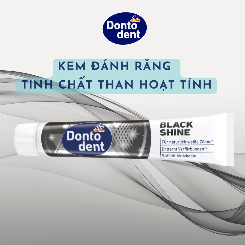 Kem đánh răng DONTODENT 75ml tinh chất than hoạt tính, trắng tự nhiên - hàng nhập khẩu Đức