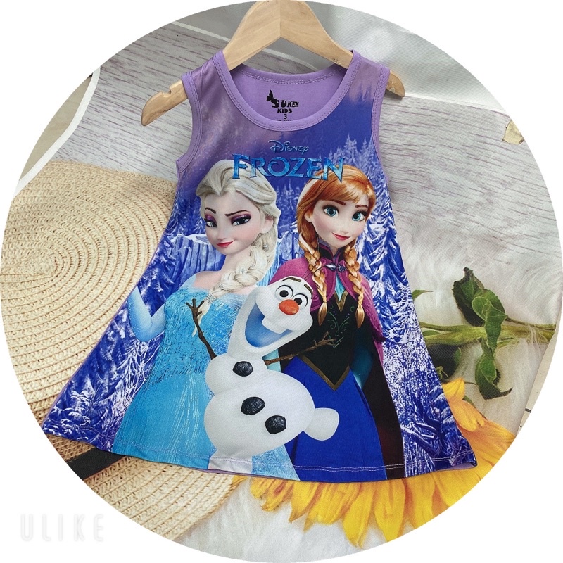 Đầm cotton công chúa Elsa tím
