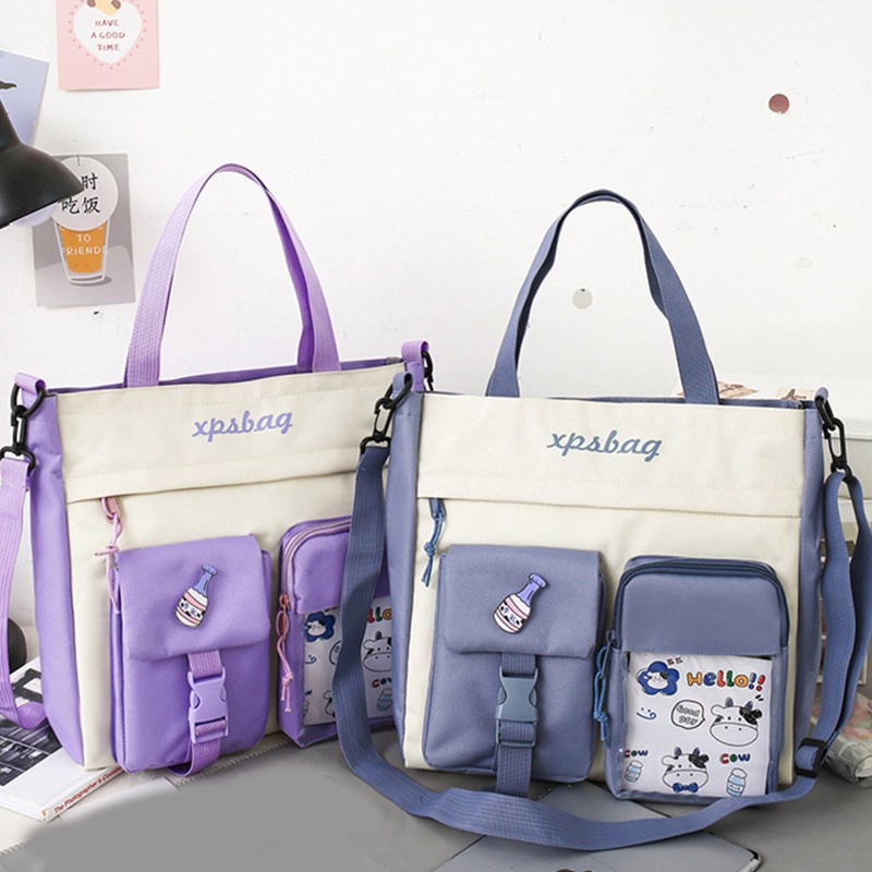 Túi Đeo Chéo Vai Bằng Nylon Có Nhiều Túi Dành Cho Học Sinh