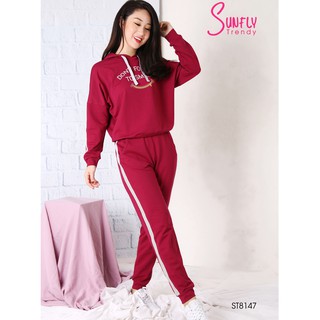 ST8147 - Bộ mặc nhà Sunfly -Áo dài tay có mũ, quần dài