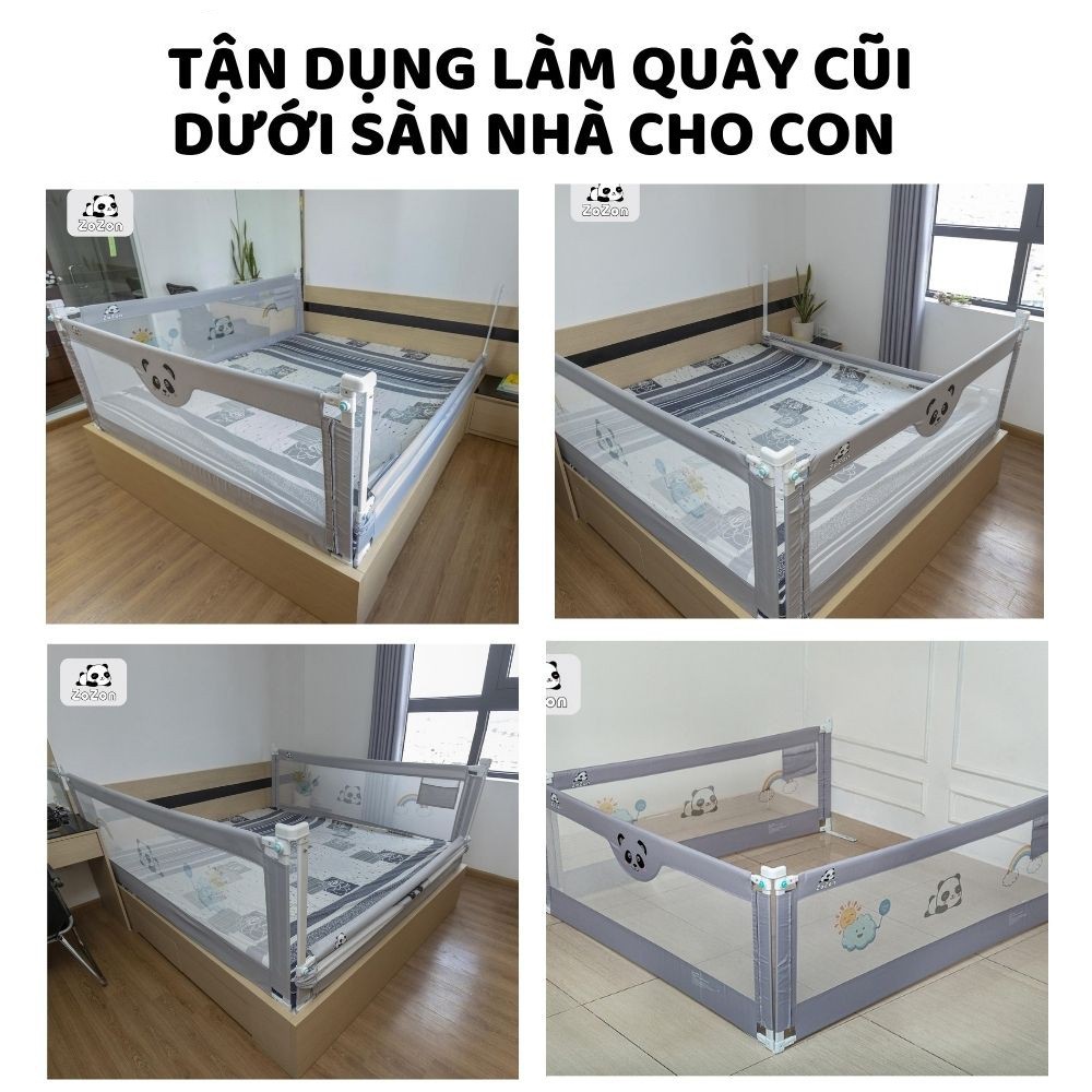 Thanh chắn giường Umoo chặn giường an toàn 1m6 1m8 2m 2m2 (giá 1 thanh) làm quây cũi cho bé chơi