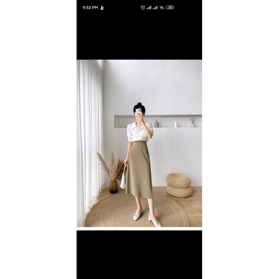 chân váy chữ A xẻ hông dáng dài 70cm đủ size PR theo yêu cầu tại xưởng