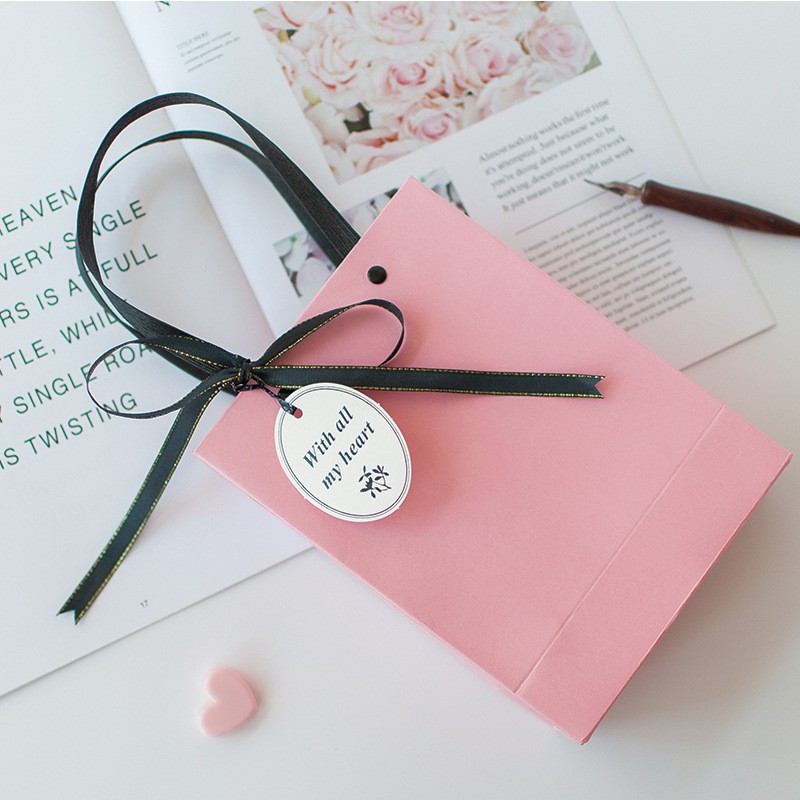 Túi quà giấy kraft màu hồng trơn màu chắc chắn không kèm hộp phong cách vintage phụ kiện quà tặng