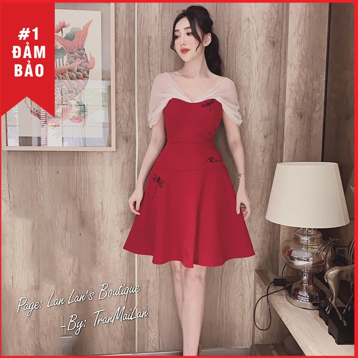 Đầm nữ dự tiệc xinh dáng xòe trễ vai Thời Trang Emy 75636