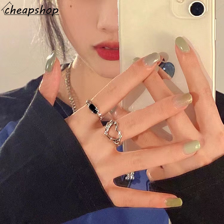 iF YOU Set 2 Nhẫn Bạc Phong Cách Hàn Quốc Cổ Điển Dành Cho Nữ