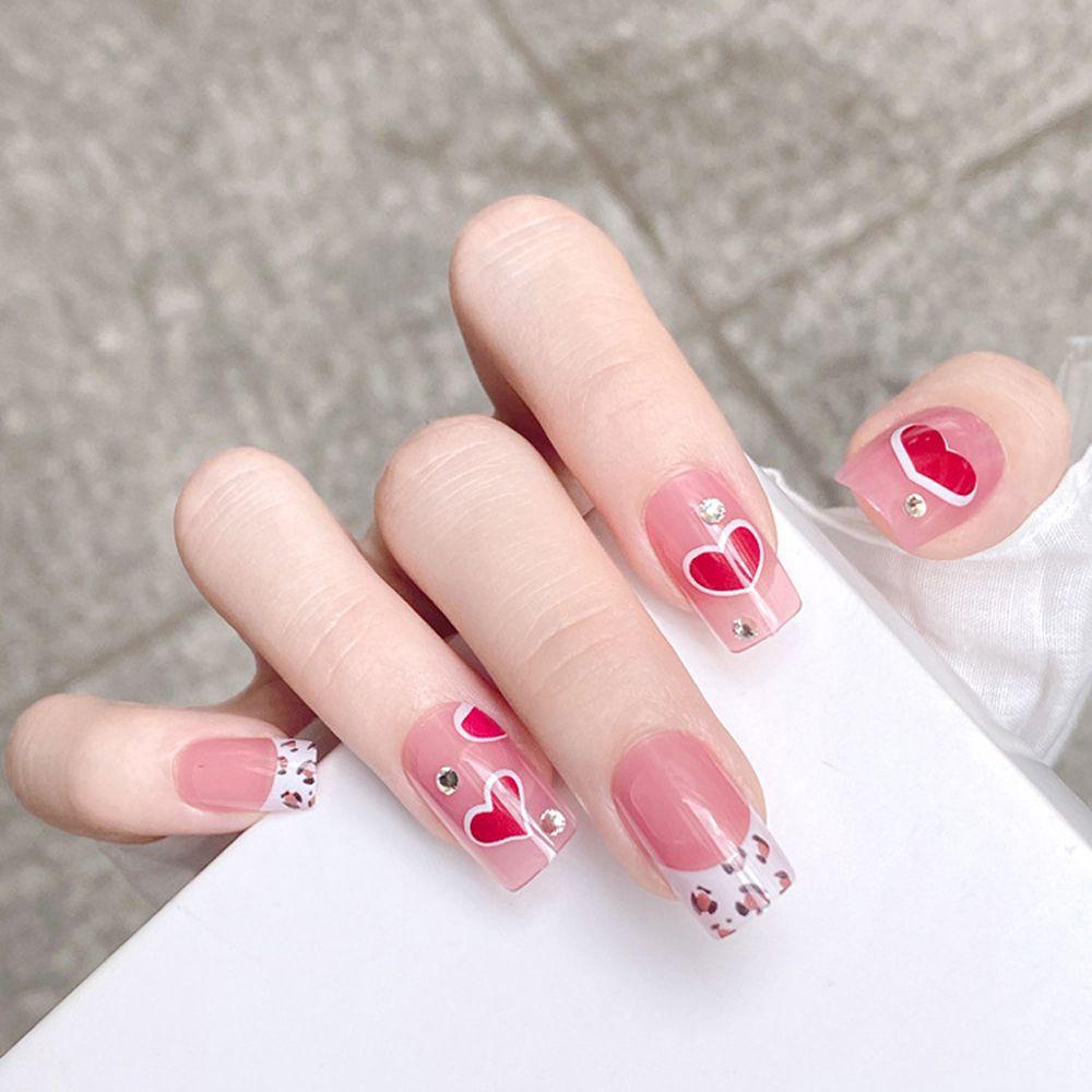 Bộ Móng Tay Giả Ngắn Tháo Rời Được Hình Nơ Hoa Phong Cách Nhật Bản