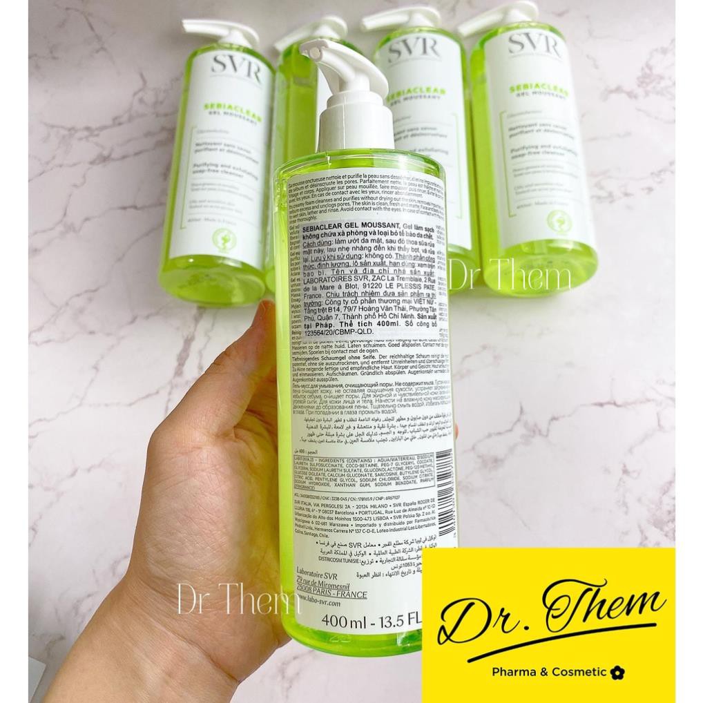 ✅[CHÍNH HÃNG] Sữa Rửa Mặt SVR Không Chứa Xà Phòng Sebiaclear Gel Moussant Loại Bỏ Tế Bào Da Chết SRM 55ml-200ml-400ml