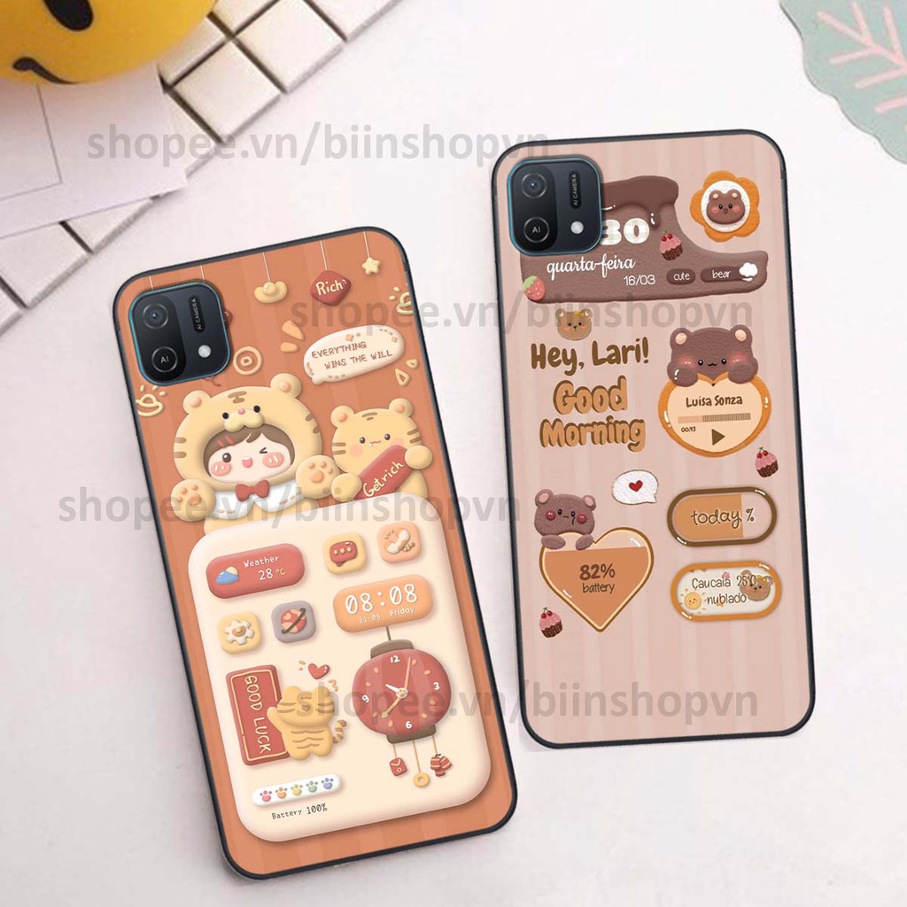 Ốp Oppo A16k in 3D icon gấu nổi siêu xinh, siêu đáng yêu, cá tính phong cách
