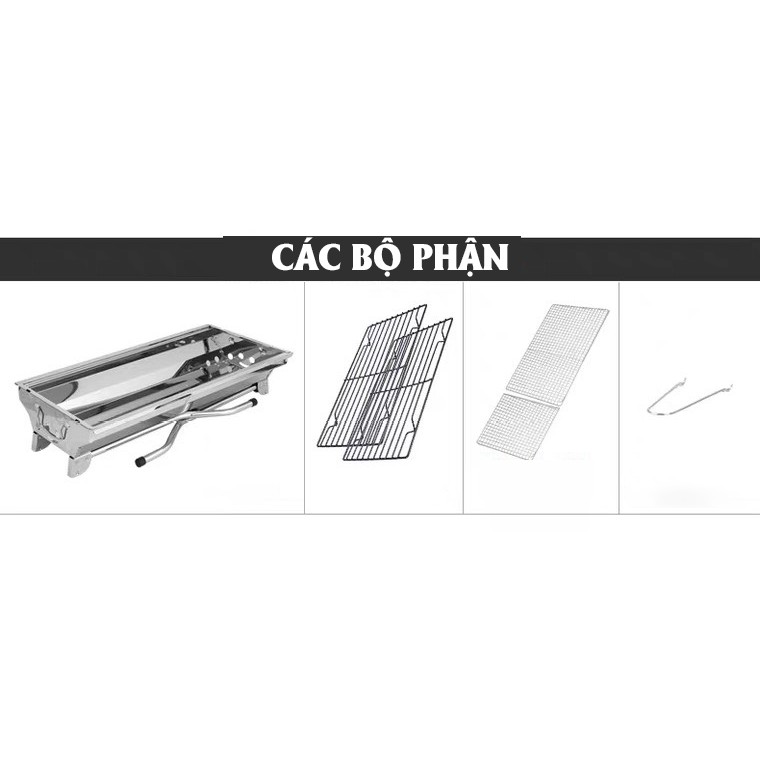 Bếp nướng than hoa BBQ ngoài trời, dã ngoại, chất liệu inox cao cấp, gấp gọn tiện lợi