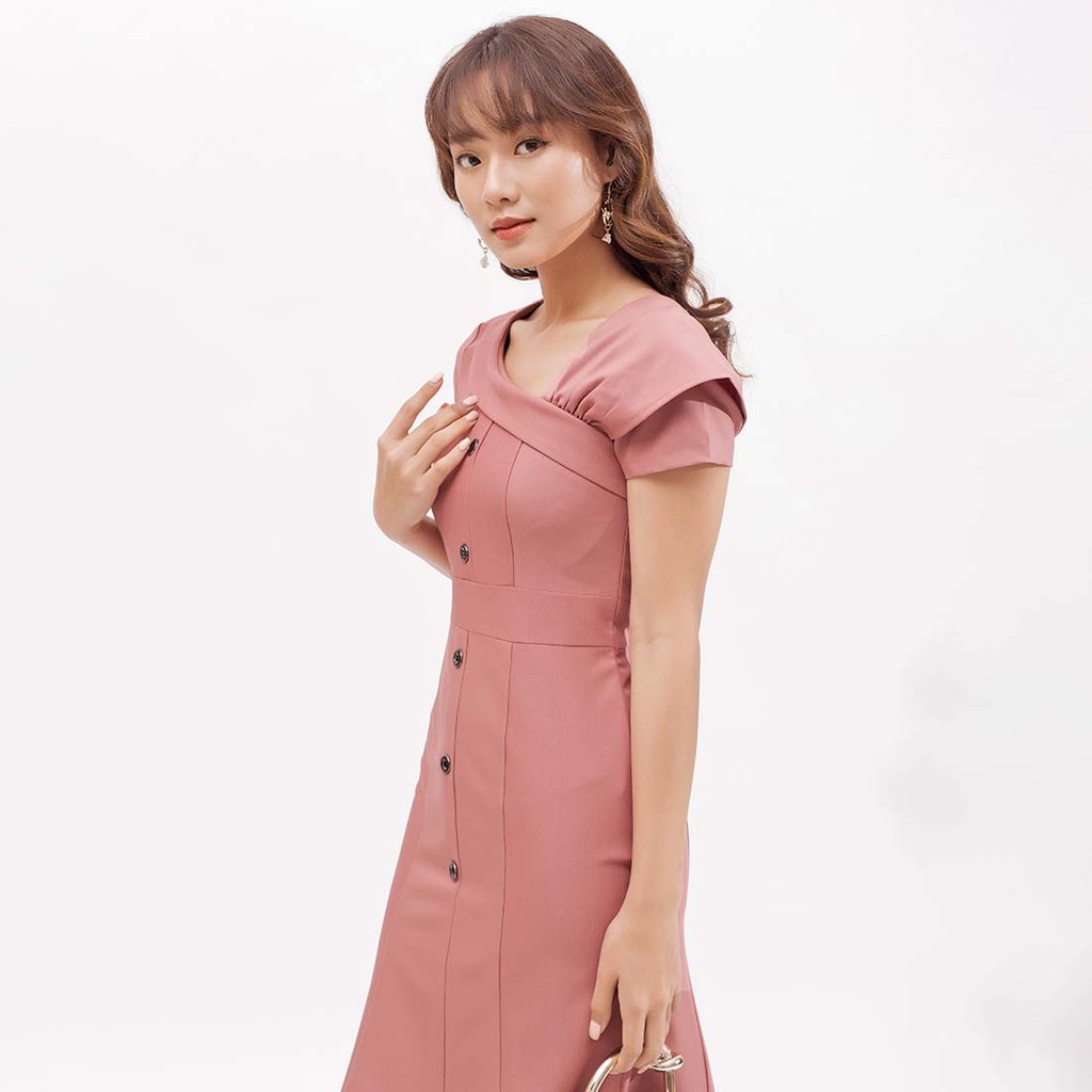 Đầm công sở nữ thời trang Eden dáng ôm body tay ngắn cách điệu tôn dáng sang trọng lịch sự - D393