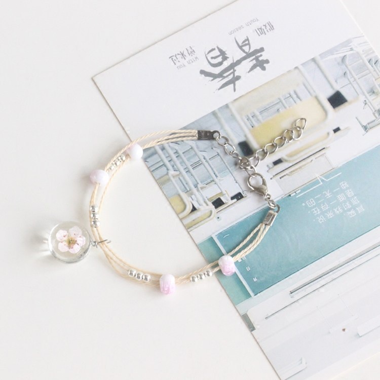 🍉Vòng tay hoa khô ép thuỷ tinh tam sinh tam thế DUASHOP