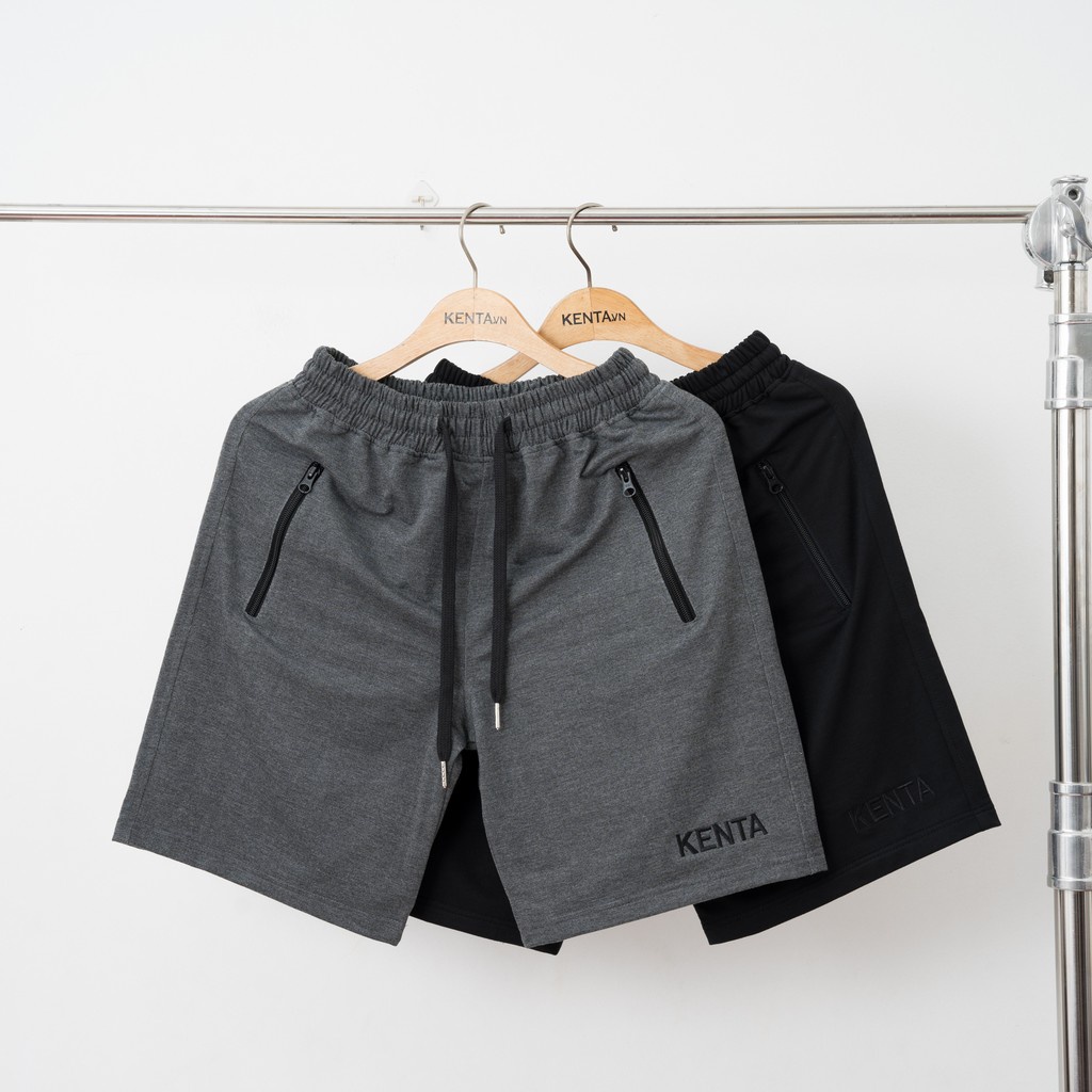 Quần Short Thun Nỉ Dây Kéo Túi Logo KT QST0011