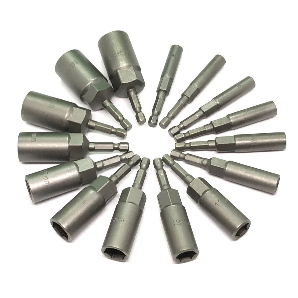 Bộ 15 Đầu Chụp Bulong Sâu Lòng dài 80mm- Đủ Kích Thước.