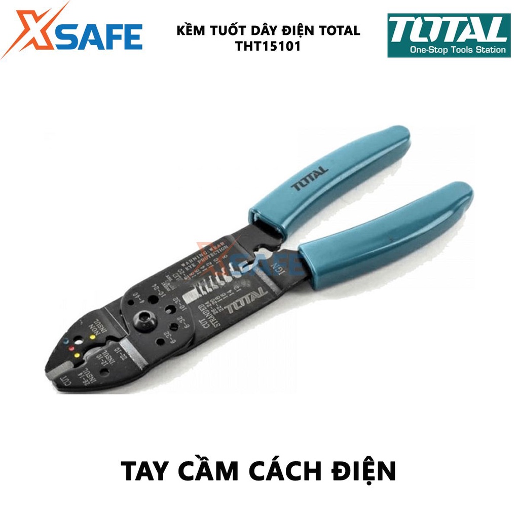 Kềm tuốt dây điện TOTAL THT15101 kích thước 10inch(254mm), chất liệu thép cứng rắn, bền bỉ - [XSAFE]