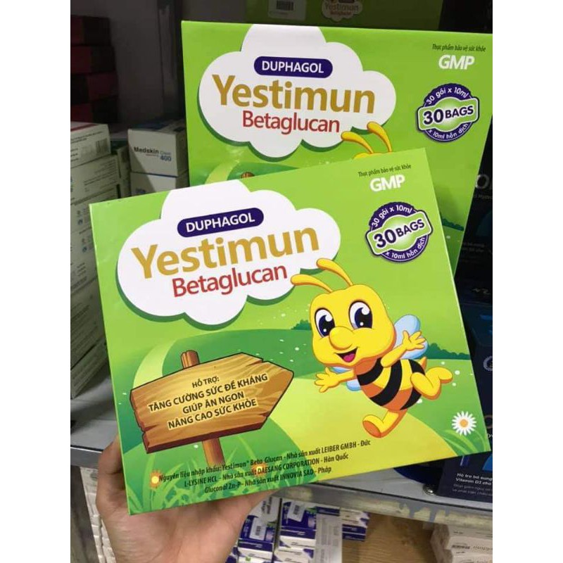 Yestimun - Bổ sung kẽm, lysine, betaglucan giúp trẻ ăn ngon, tăng cường sức đề kháng (Hộp 30 gói)