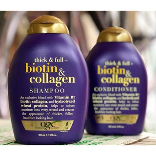 Dầu gội - xả chống rụng và phục hồi tóc ogx thick & full biotin & collagen #385ml