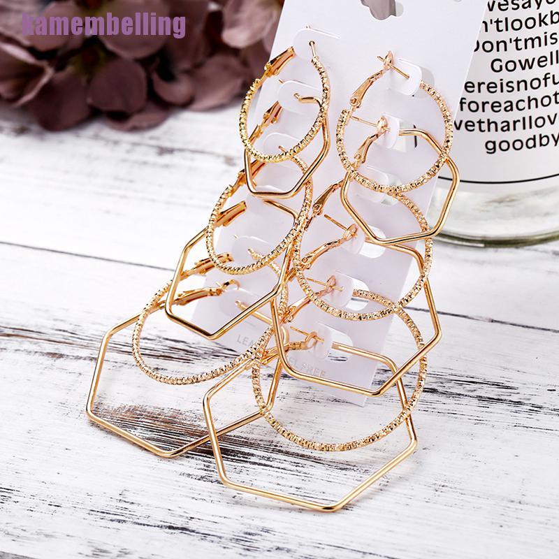 Bông Tai Hình Tròn Màu Vàng / Bạc Phong Cách Vintage Thời Trang Cho Nữ