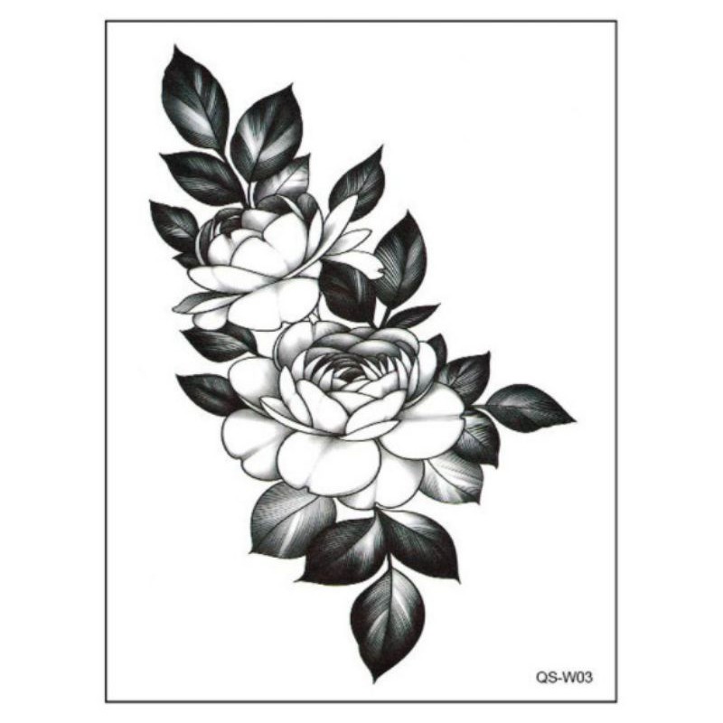 Hình xăm hoa hồng đen qsw03 size vừa. Tatoo dán tạm thời