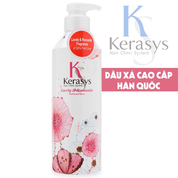 Dầu xả nước hoa cho tóc bóng mượt KeraSys lovely &amp; Romantic Hàn Quốc 600ml - Hàng Chính Hãng