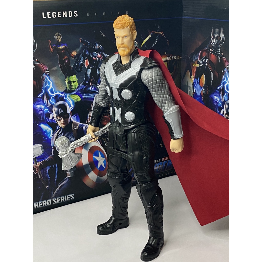 Combo Mô hình Siêu anh hùng Thor - Thanos siêu ngầu, có đèn và nhạc, khớp cử động linh hoạt