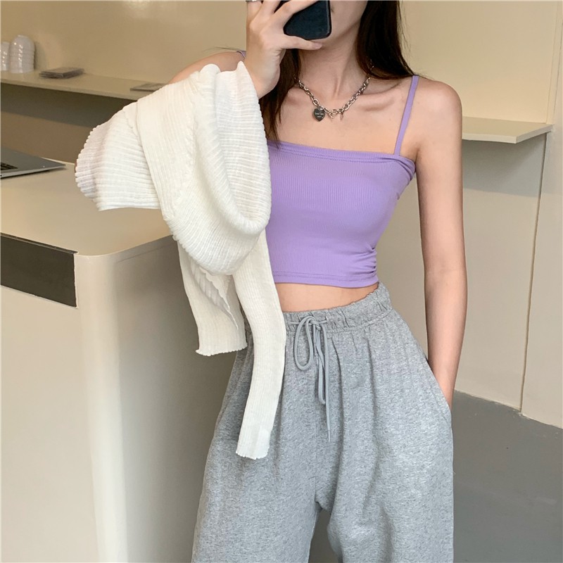 Áo hai dây sợi bún croptop size <=35kg