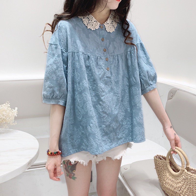 Áo Bầu cổ dáng sơ mi tay lỡ ,siêu xinh ,phù hợp đi làm ,đi chơi ,Hàng loại 1 không bai ,không xù ,thất hút mồ hôi