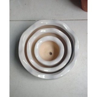 Bộ 3 chậu sứ trắng miệng bèo