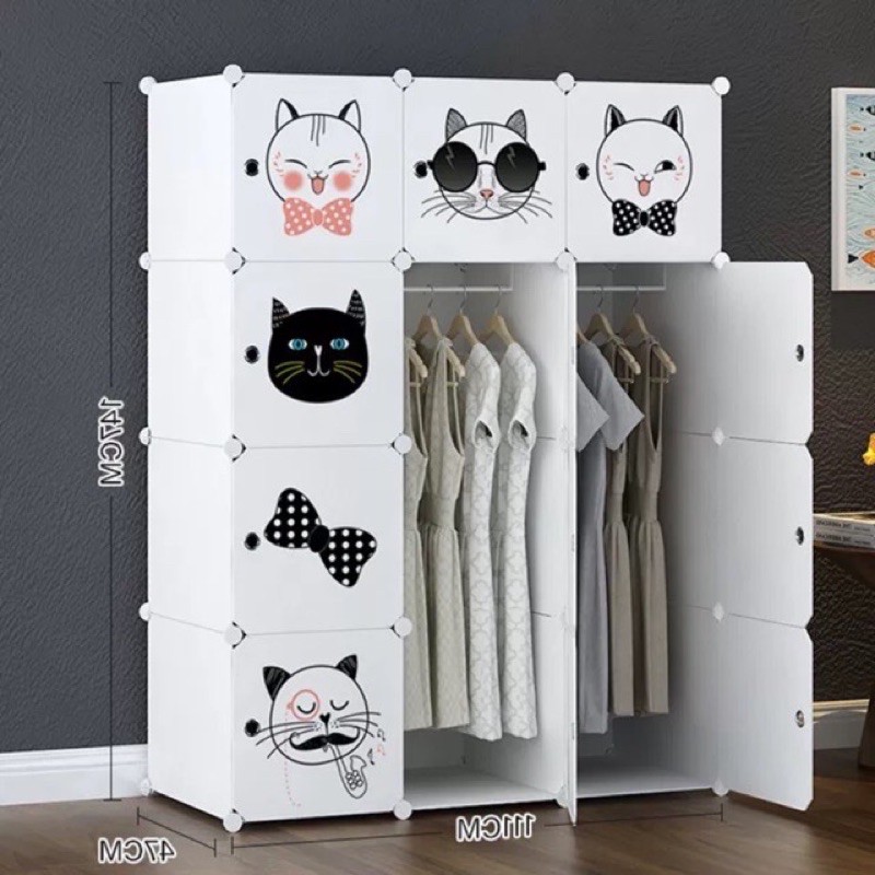 TỦ NHỰA QUẦN ÁO LẮP GHÉP 12 Ô SÂU 47cm. Tặng 2 móc treo. Mẫu mới bán chạy nhất 2018