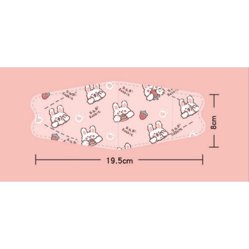 1 Túi 10 Chiếc Khẩu Trang KF94 Hoạ Tiết Thỏ Dễ Thương Size Người Lớn