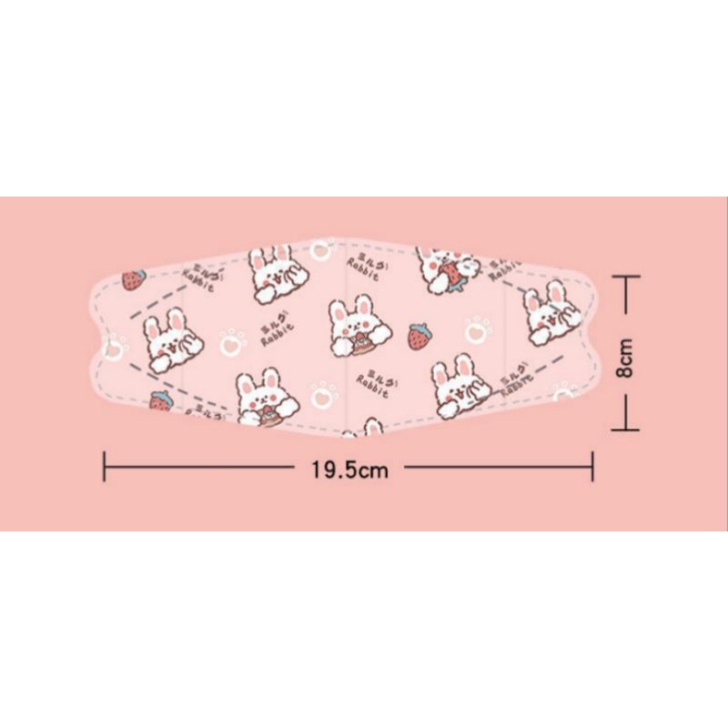 [ Hàng Có Sẵn ]  1 Túi 10 Chiếc Khẩu Trang KF94 Hoạ Tiết Thỏ Dễ Thương Size Người Lớn