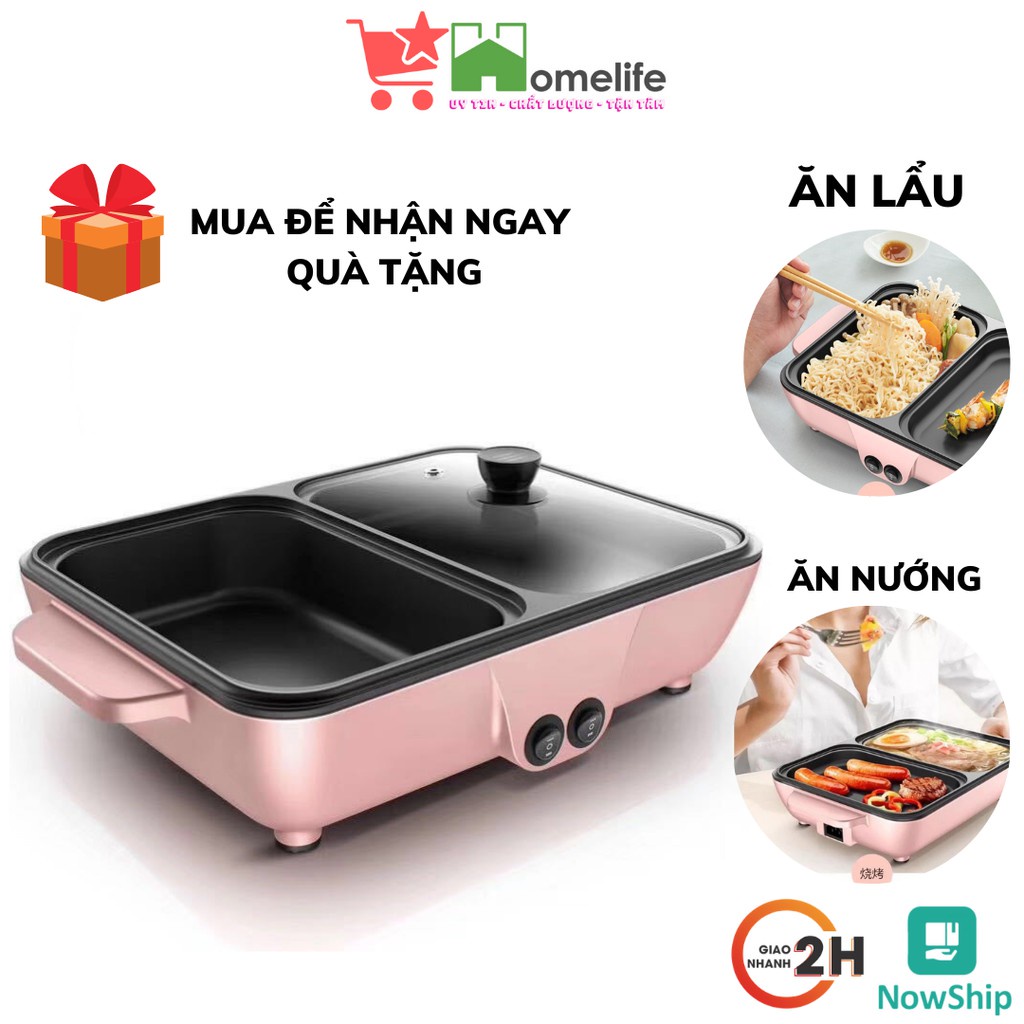 Bếp Lẩu Nướng 2 Ngăn Lẩu Và Nướng Siêu Tiện Dụng, Bếp Lẩu Đa Năng Công Nghệ Hàn Quốc