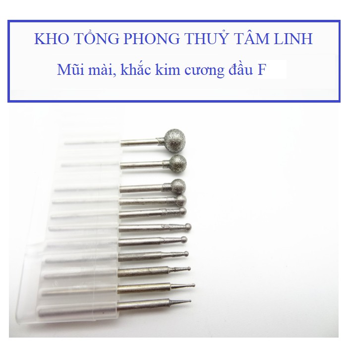 Mũi mài kim cương chạm khắc ngọc điêu khắc đá hàng cao cấp loại đầu tròn F| Kho tổng phong thủy tâm linh