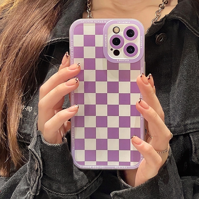 Ốp Điện Thoại Silicone TPU Mềm Họa Tiết Ca Rô Cho IPhone 11 12 13 Pro Max XS Max X XR 6 8 7 Plus SE 2020