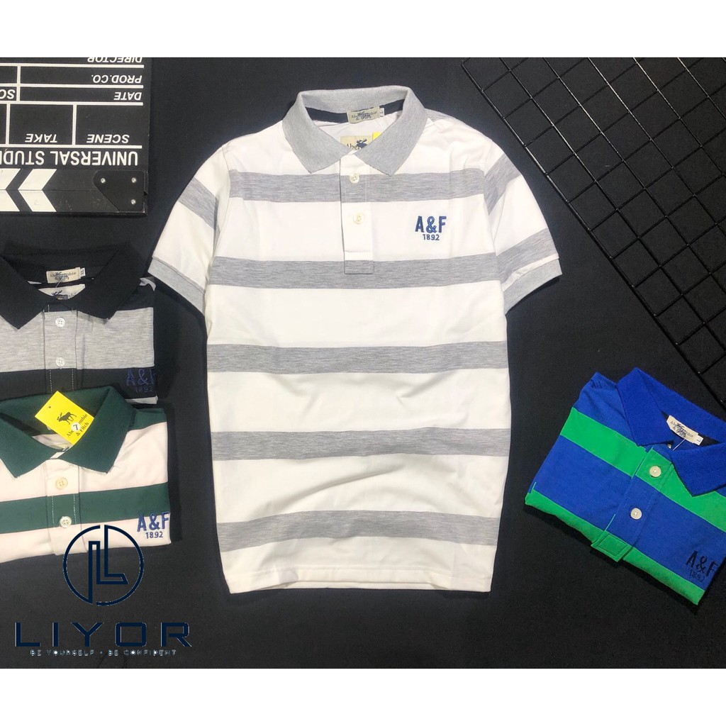 Áo thun nam có cổ sọc ngang thêu logo phù hợp với dáng người từ 50kg-83kg (nhiều màu)-Liyor-TACB4036 | BigBuy360 - bigbuy360.vn