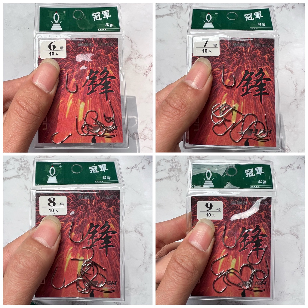 Lưỡi Câu Đài Săn Hàng Quán Quân Có Ngạnh, Siêu nhẹ, Cứng, Bén, Không oải, Thép carbon hàm lượng cao - Gân bạc