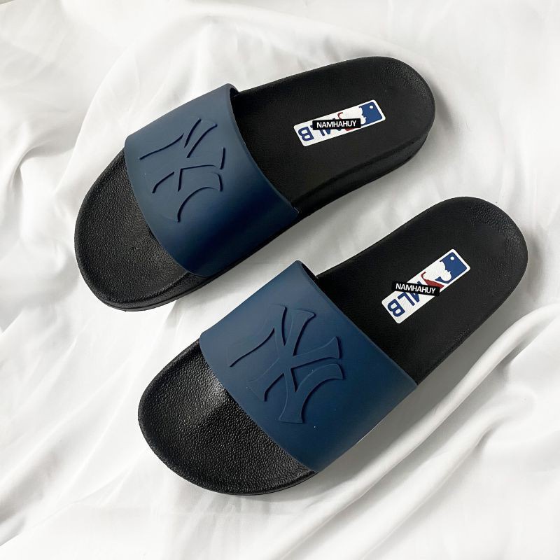 Dép quai ngang MLB dép Unisex nam nữ đế cao su êm chân bền chắc thời trang họa tiết NY