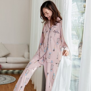 BỘ PIJAMA NỮ DÀI TAY COTTON 100% style Hàn Quốc mặc nhà - Shop Thủy Bông