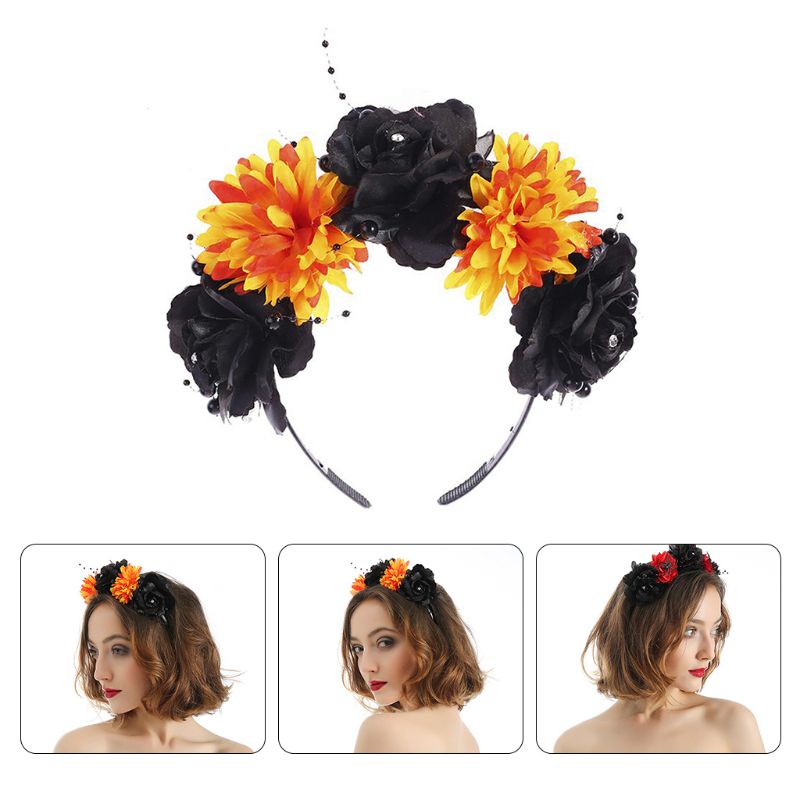 Cài Tóc Đính Hoa Hồng Giả Hóa Trang Halloween