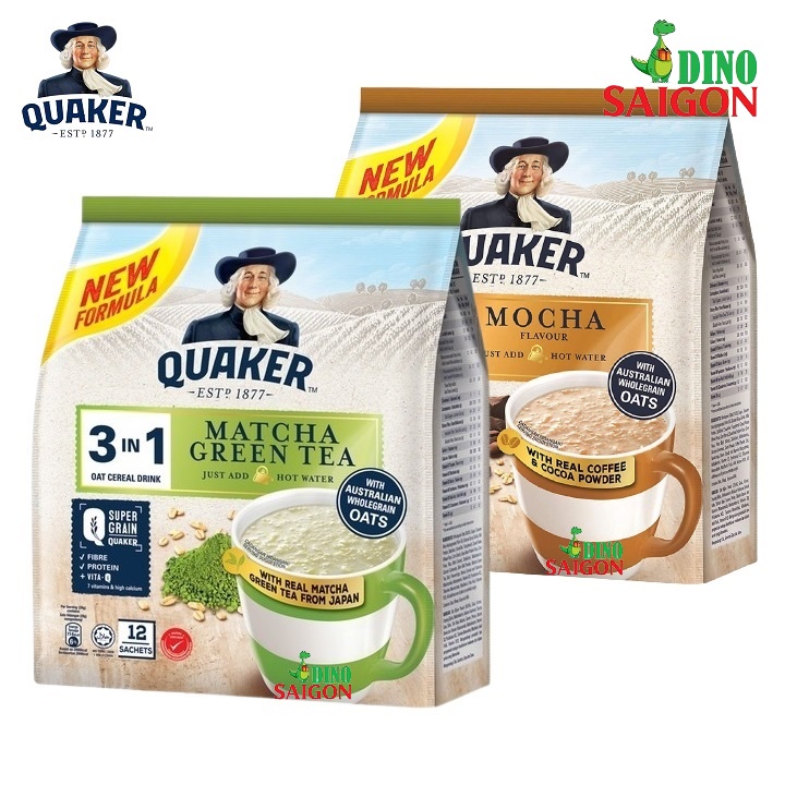 Combo 2 Gói Thức Uống Yến Mạch Quaker 3in1 Vị Cà Phê Mocha và Matcha Trà Xanh