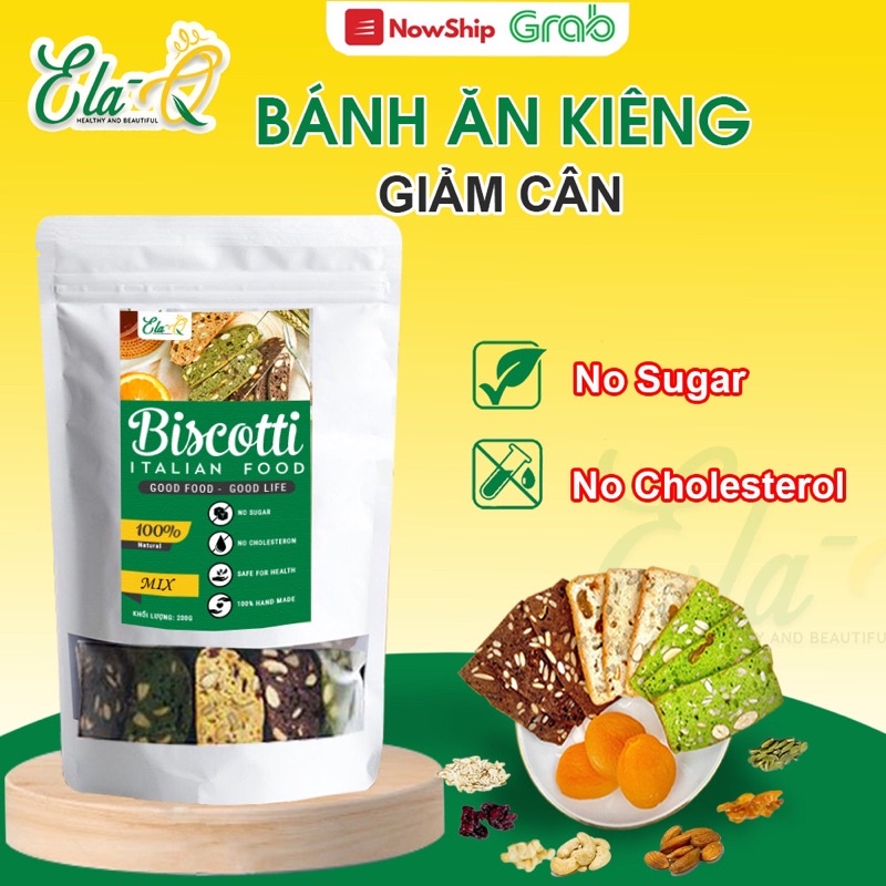 BISCOTTI bánh ăn kiêng mix vị thơm ngon  ElaQueen - Bánh giảm cân, không đường, ăn vặt, eatclean healthy