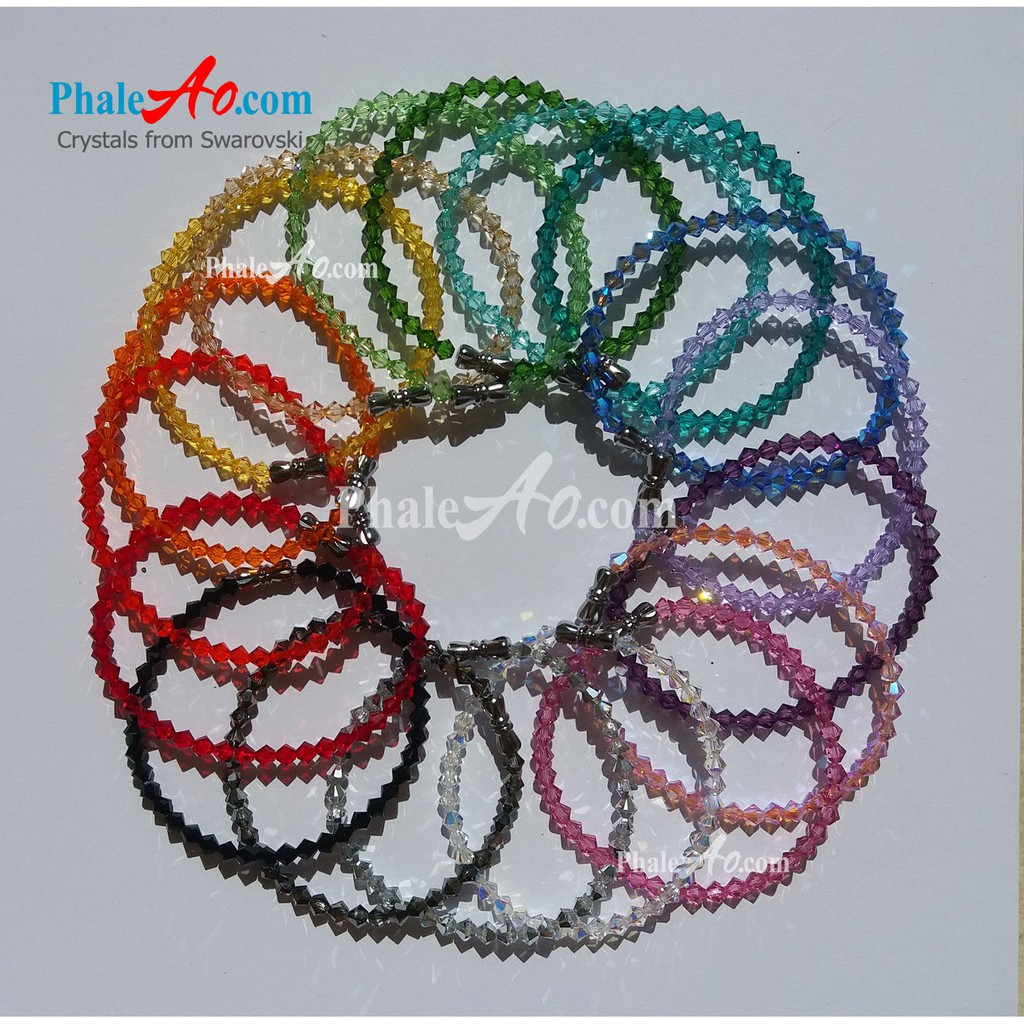 Vòng tay pha lê Swarovski hạt nón 4ly 5328, nhiều màu rực rỡ tùy chọn bicone xilion