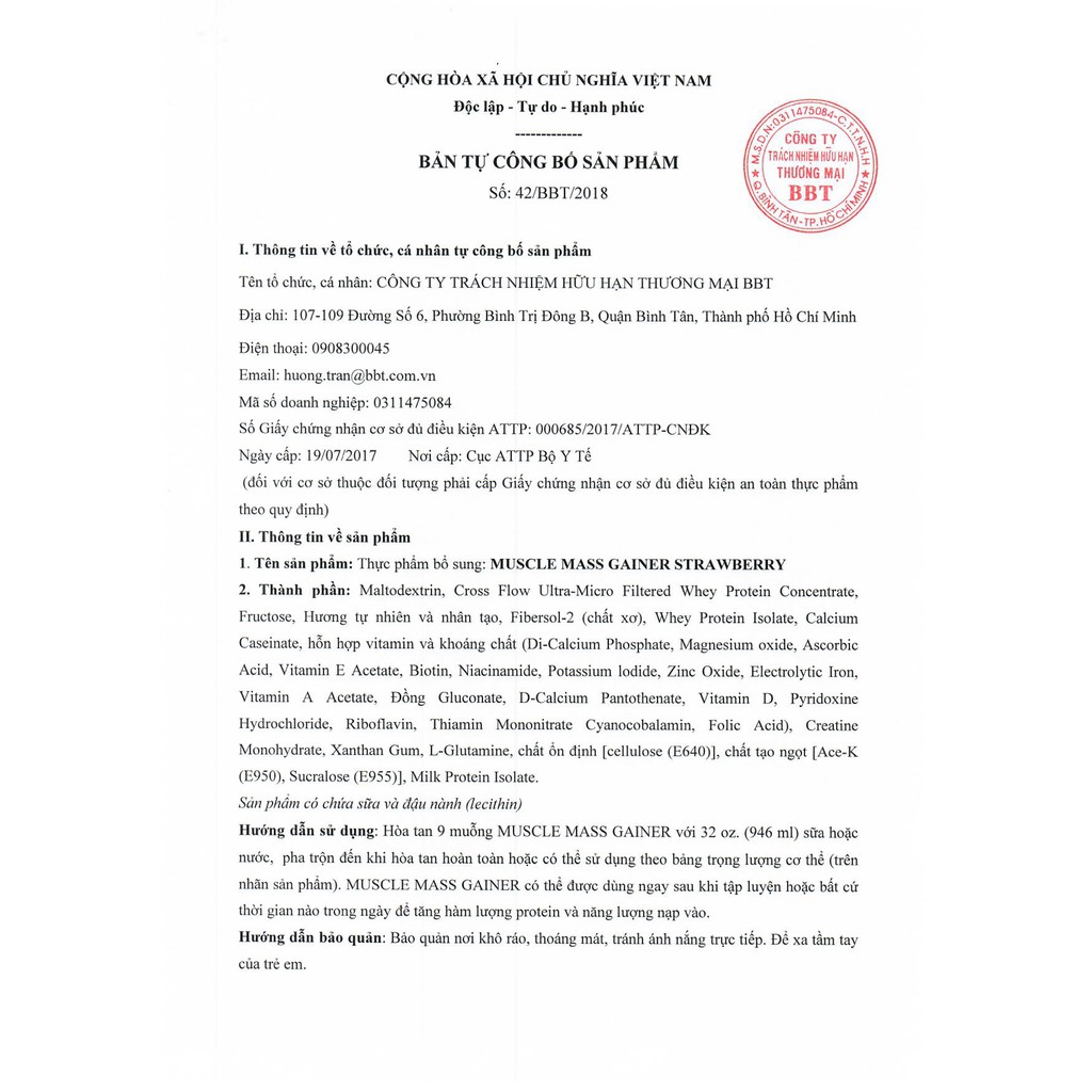 Sữa Tăng Cân Nhanh Cho Người Gầy Muscle Mass Gainer - Labrada -12 Lbs  - Authentic 100%