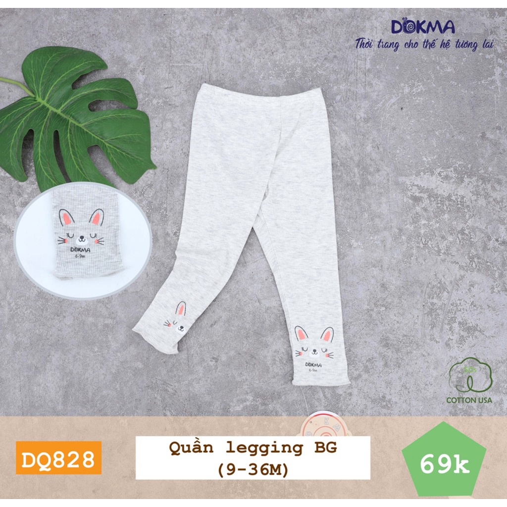 DQ828 Quần dài legging tăm Dokma vải cotton mỏng cho bé gái (9-36M)