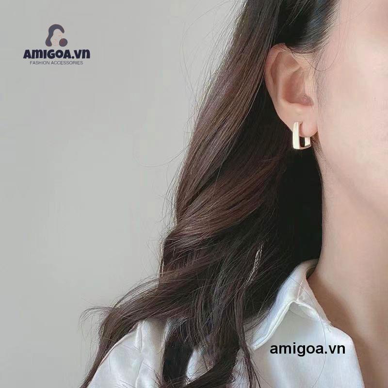 ✨✨Cặp bông tai mạ bạc 925 hình vuông độc đáo phong cách Hong Kong cổ điển