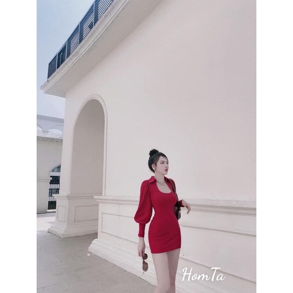 Đầm Body Tay Phồng Cách Điệu